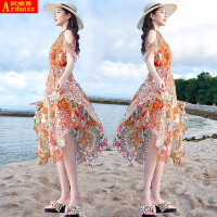 波西米亚短袖沙滩裙