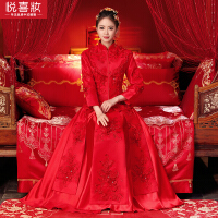 红色复古婚纱