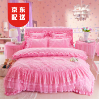 粉色蕾丝床裙