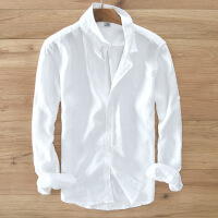 棉麻长袖白衬衫
