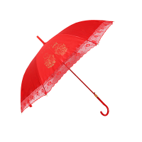 新娘大红色雨伞