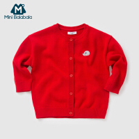 儿童红色开衫毛衣