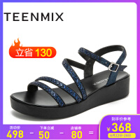天美意（TEENMIX）蓝色凉鞋