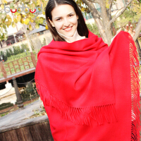 红色羊绒围巾女