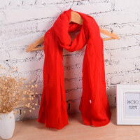 红色棉麻围巾
