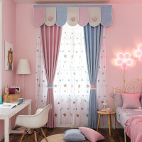 粉色纯色窗帘